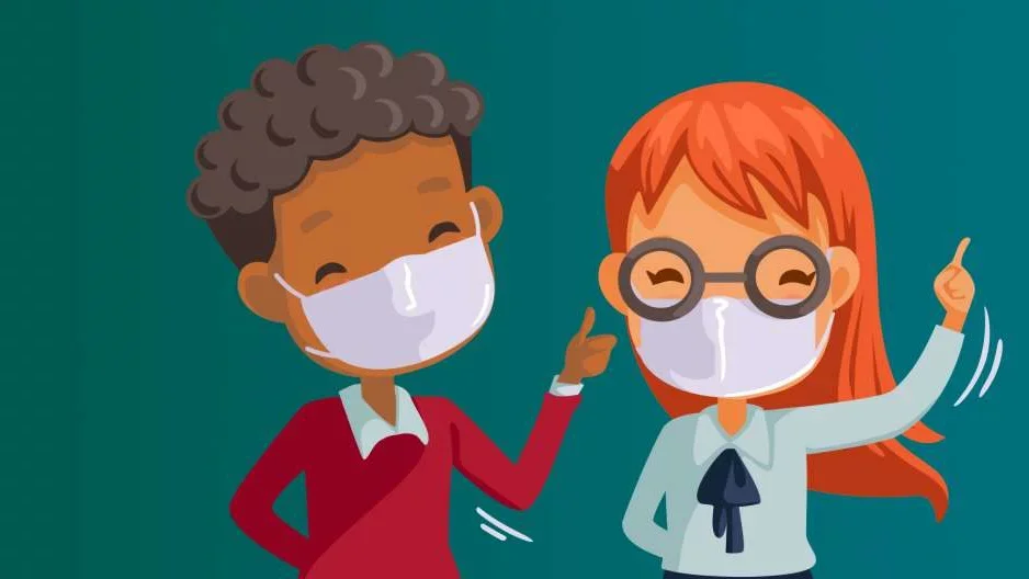 Clip Art of children wearing medical masks