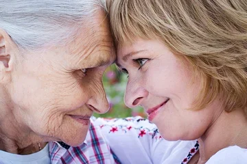 Elderly mother and adult daughter