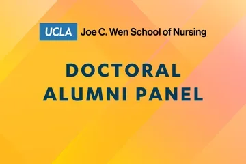 A graphic with the text Doctoral Alumni Panel
