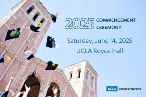 A photo of Royce Hall with the text 2025 Commencement Ceremony, Saturday, June 14, 2025 at UCLA Royce Hall
