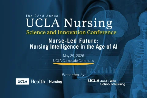 The logo for the 22nd annual UCLA Nursing Science & Innovation Conferece, Nurse-Led Future: Nursing Intelligence in the Age of AI on May 29, 2026.