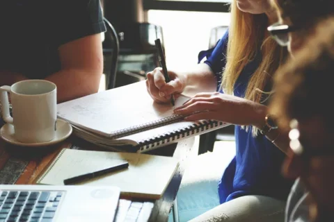 People working together around a table