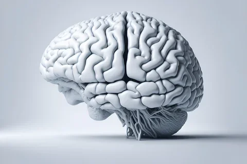 White brain in front of white background