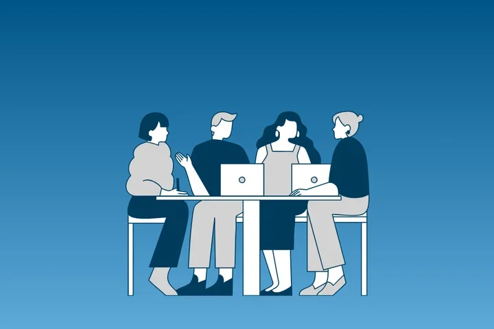 Graphic of people talking around a table