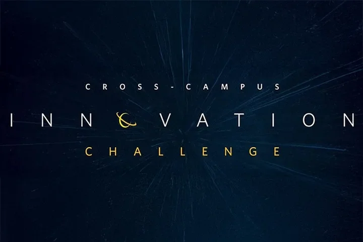 Cross-campus innovation challenge logo on a blue background