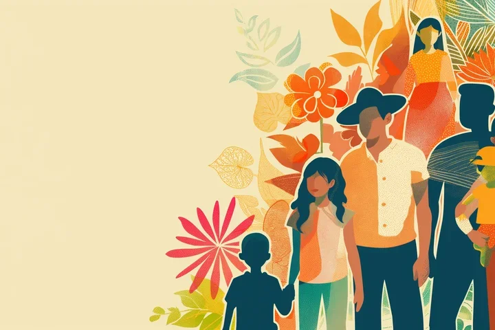 image of diverse people on foliage backgroud
