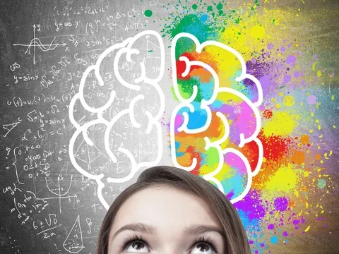 Person with brain illustration