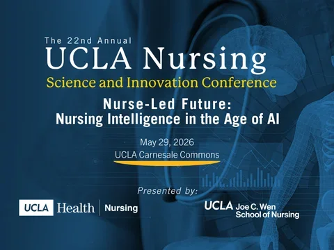 The logo for the 22nd annual UCLA Nursing Science & Innovation Conferece, Nurse-Led Future: Nursing Intelligence in the Age of AI on May 29, 2026.