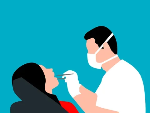 dentist and patient exam graphic